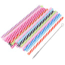 50x Mixed Colored Stripe Drinking Straws With Cleaning Brush Party Tableware