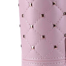Fashion Leather Makeup Brush Storage Case Empty Holder Organizer (Pink L) A