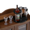 Modern 1/12 Scale Cabinet with Doors + Wine Rack + Wine Glasses Cups Set for