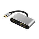 Premium 2in1 USB Type C Hub 4K HDMI & VGA Port Display Adapter Splitter Box