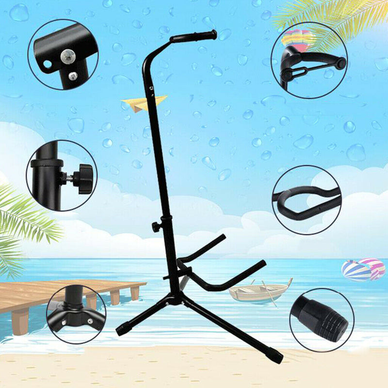Folding Metal Guitar Stand Electric Acoustic Free Standing A Frame Stand Holder