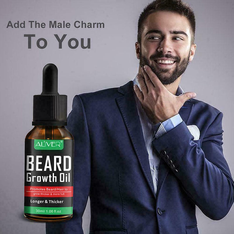 30ml Men Natural Moustache Beard Growth Essential Oil Grower Boost Hair Bea P1A7