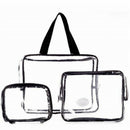 Hot 3pcs Clear Cosmetic Toiletry PVC Travel Wash Makeup Bag (Black)