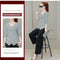 Fashion V-neck Striped Women Long Sleeves Blouse Cross Irregular Tops (4XL)