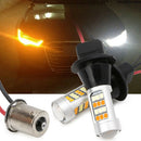 1pair BAU15S 42-LED 2835 SMD 50W Dual-Color Switchback DRL Turn Signal Light Kit