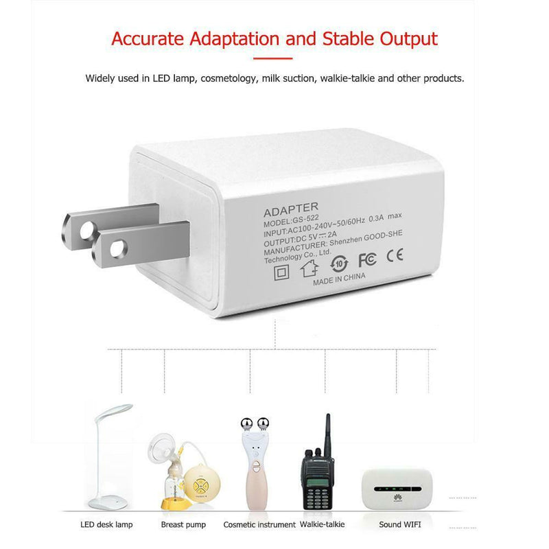 GS-522 Portable Cellphone Travel 5V 2A USB Wall Charger Universal US Plug