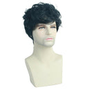 10'' Men's Short Wavy Curly Side Part Wig  Resistant Hair Full Wig Black
