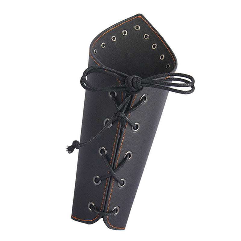 Medieval Knight Lace Up Wristband Wide Cuff Bracelet Costume Arm Armor Black
