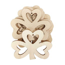 10pcs Hollow 3 Leaves Shamrock Wood Pendant DIY Ireland St.Patrick Decor A