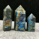 3pcs Natural Labradorite Quartz Spectrolite Crystal Obelisk Point Healing Gift