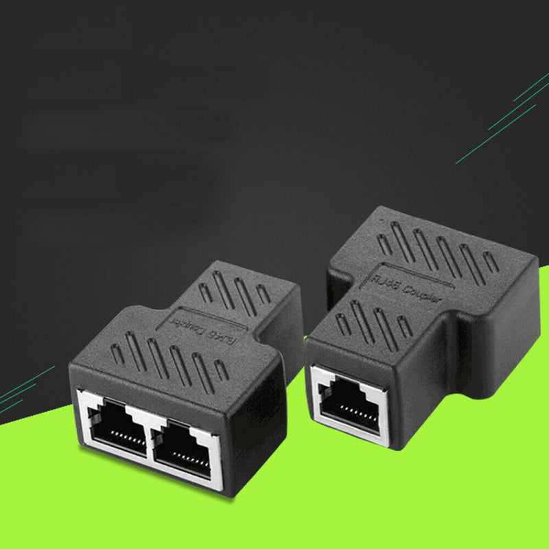 1 to 2 RJ-45 Interface Splitter Extend Connector Ethernet Plug Adapter Portable