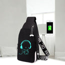 Music Crossbody Bag For Men Usb Charging Shoulder Bag Waterproof Oxford Mal