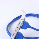 Dual 2 Ports USB 3.0 Back Panel to 20pin Header Cable with PCI Bracket 50cm
