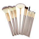 Professional 12pcs Cosmetic Makeup Powder Blush Brush Set With Leather Bag A