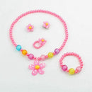 4pcs LovelyGirls Kids Beaded Sun Flower Necklace Bracelet Rings Earrings Je
