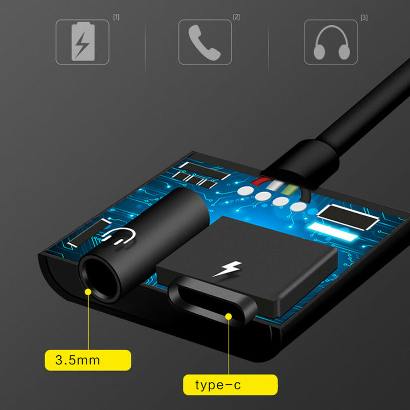 2-in-1 to 3.5mm Audio Jack Headphone Charger Charging Adapter Cable Wire