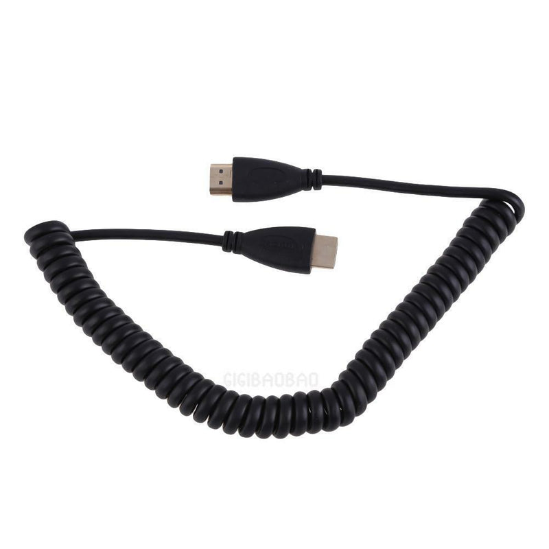 Double Male HDMI V1.4 Coiled Cable Lead Extension Cord Stretch 50cm to 2m