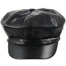 Hat Beret Unisex PU Leather Cap Black Fashion T6U3