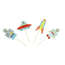 24pcs aviation robot rocket cake toppers favors cupcake toppers party decor A JR