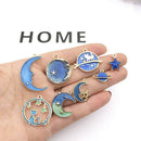 8PC Cute Moon/Star/Planet Enamel Pendant For DIY Earrings/Bracelet Craft Fashion