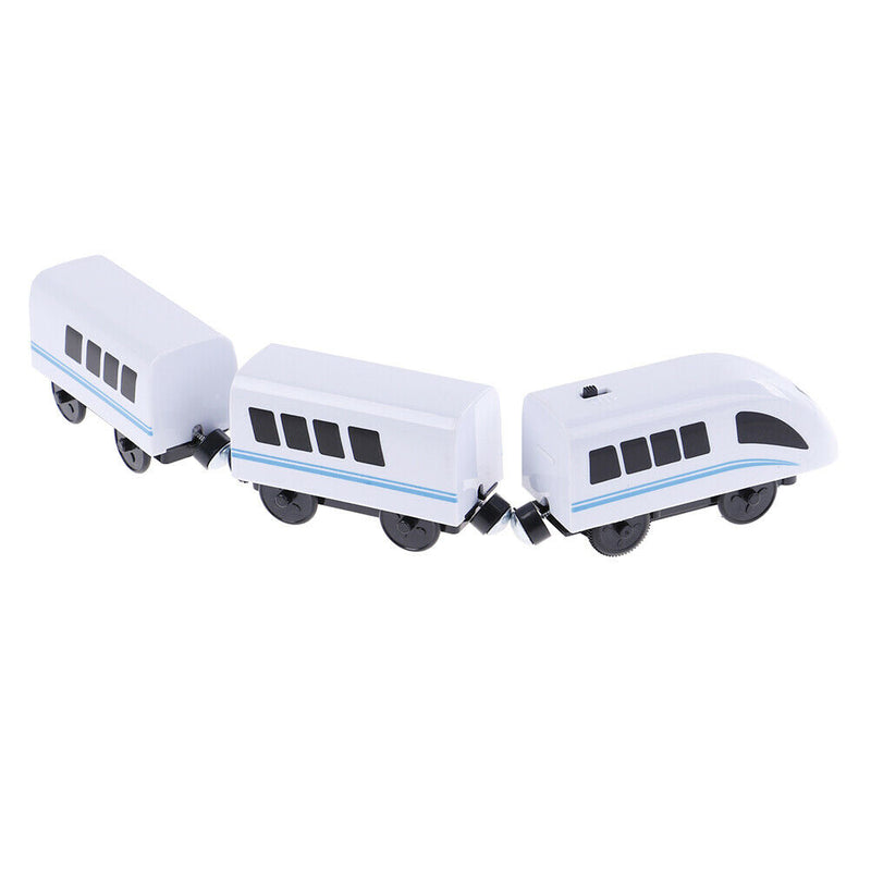 3Pcs White combination of magnetic electric locomotive train for wooden trackÂ·q