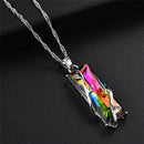 Rainbow Crystal Rhinestone Charm Pendant Long Chain Necklace Bridal Jewelry  Z