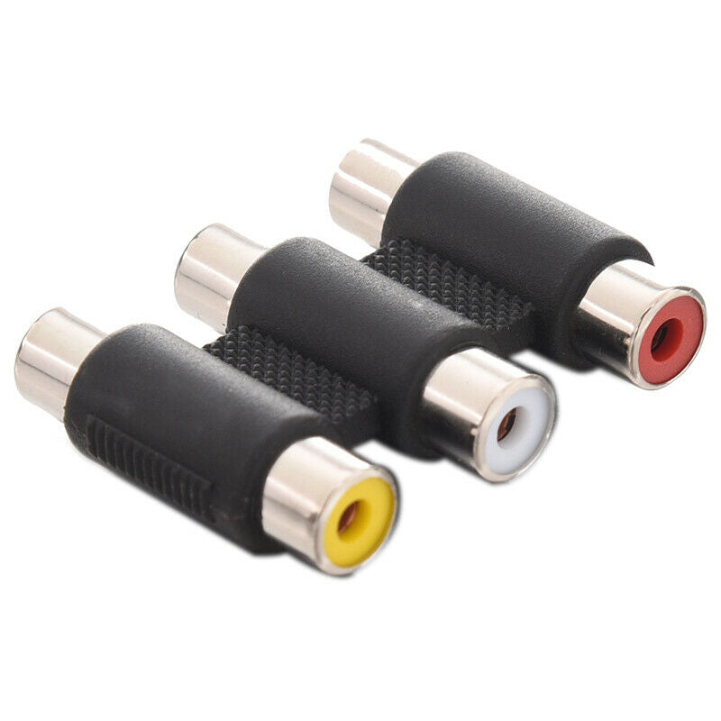5X(3 RCA PHONO FEMALE SOCKET COUPLER EXTENSION ADAPTER R9A1)