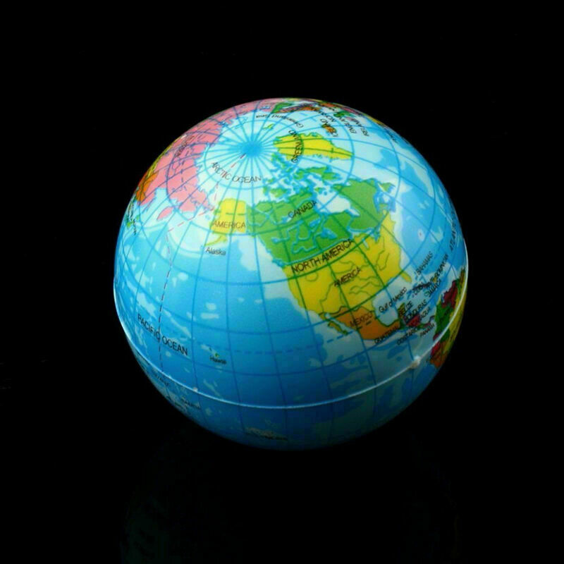Foam World Map Earth Globe Stress Relief Ball Bouncy Atlas N Geography