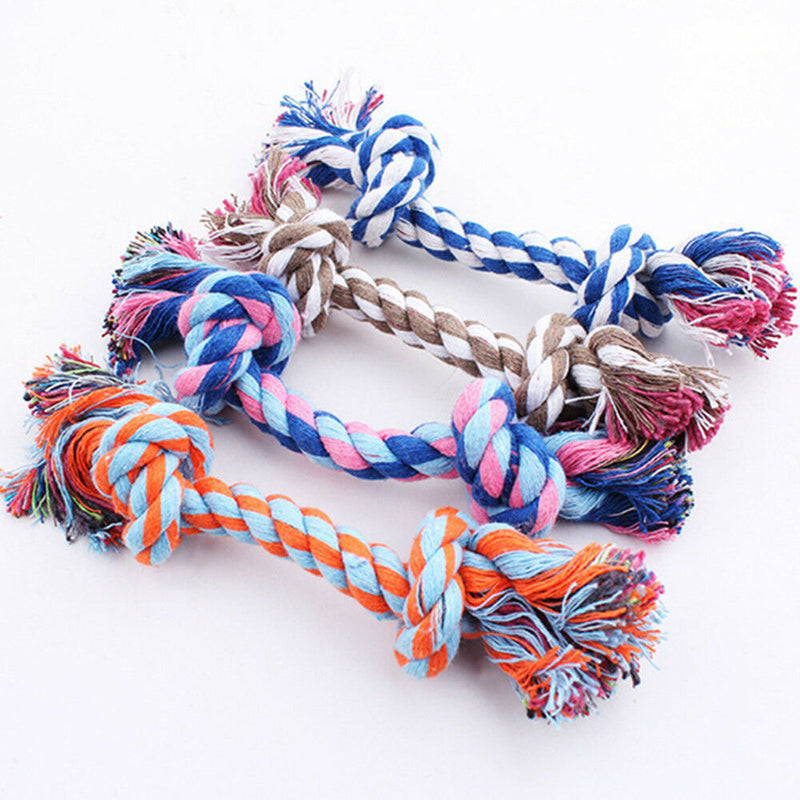 Colorful Cotton Knot Braided Pet Puppy Dog Teeth Health Clean Chew Toys Rope New
