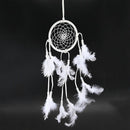 Handmade atrapauenos-SODIAL(R)Handmade atrapauenos white feather with clear