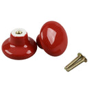2pcs Red Round Ceramic Cupboard Knob Drawer Cabinet Pull Handle S A2Z5