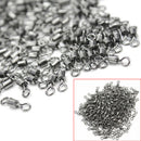 200Pcs Stainless Steel Rolling Barrel Swivels Round Eye Carp Sea Fishing Tackle