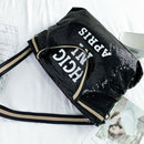 Letters Sequin Crossbody Shopping Bags Women Large Shoulder Handbag (Black)
