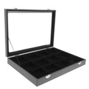 Jewelry Display Showcase with Transparent Glass Cover Black