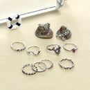 Fashion Jewelry Retro Arrow Moon Midi Finger Knuckle Alloy Rings Boho 10Pcs/ Set