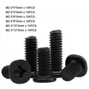 60Pcs M2.5*4-12mm Phillips Low Profile Wafer Head Machine Screws Kit Zinc Plated