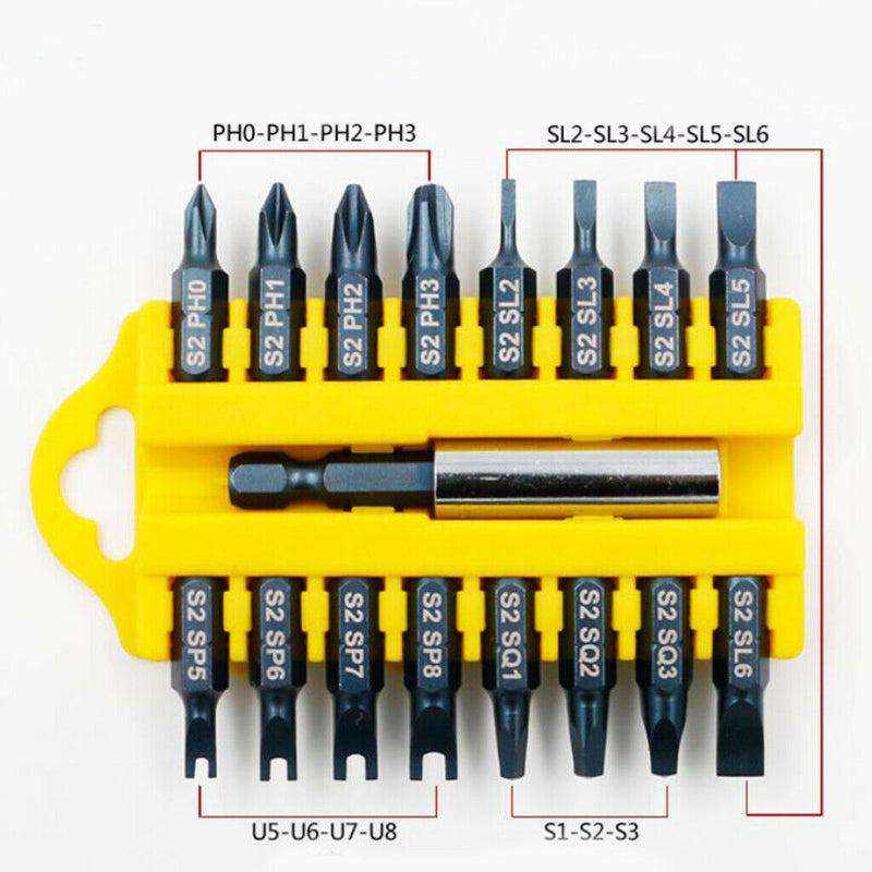 17Pcs Security Tamper Proof Multi-Bit Set Magnetic Holder Screwdriver Bits C