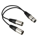 New 3pin XLR FEMALE jack to dual 2 MALE plug Y SPLITTER cable adaptor 1 ft