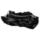 Black Bowknot Decor Snood Net Barrette Hair Clip Bun Cover M3X2