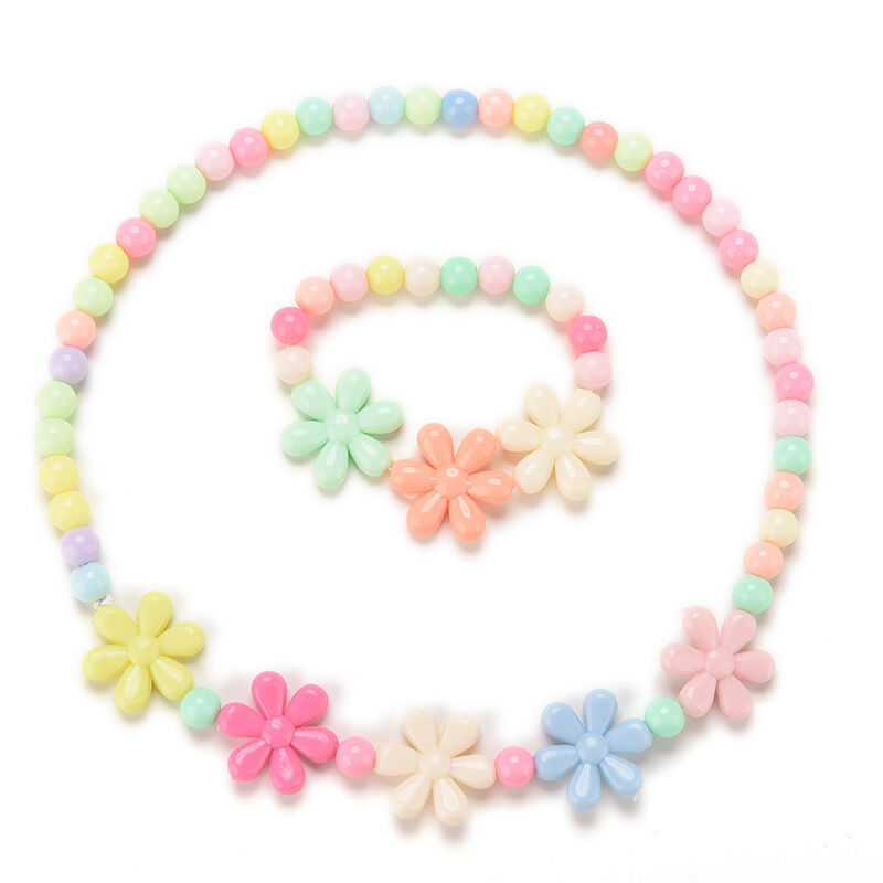 Girls Unique Toddlers Necklace&Bracelet Flower Kids Gift Party Jewelry Baby