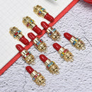 10Pcs/set Enamel Alloy Crystal Lipstick Charms Pendant Jewelry Craft DIY Maki&+