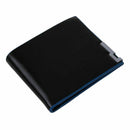 Man Clutch Wallet Card Leather Bag Pockets Bifold Money Clip (Black + Blue) X3I4