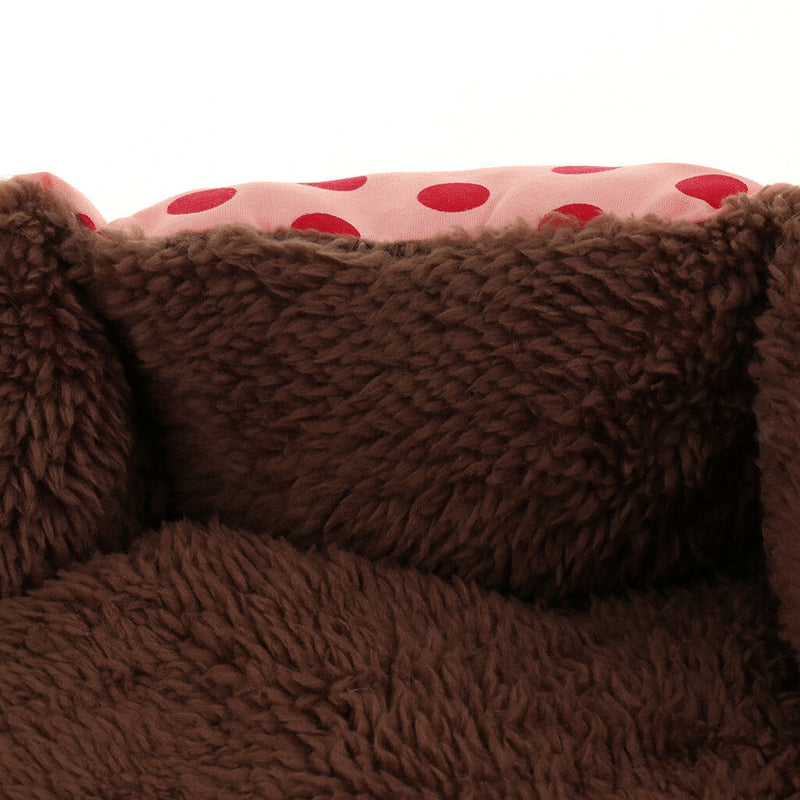 Soft and Comfortable Round Shape Dots Print Dog Cat Basket Bed Warm Nest