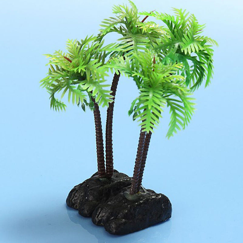 Fashion Plastic Aquarium Coconut Tree Fish Tank Plants Ornament Decoration NN1