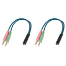 2pcs 3.5mm 1 Female to 2 Male Headphone & Mic Audio Y Splitter Cable Adapter