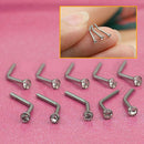 10x Stainless Steel Bead Bone Screw Nose Stud Rings Bar Bogen Sexy
