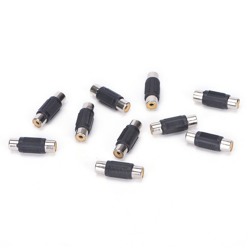 10x RCA Female to Female Coupler Plug Audio Video AV Cable Adaptor RCA Joiner TO