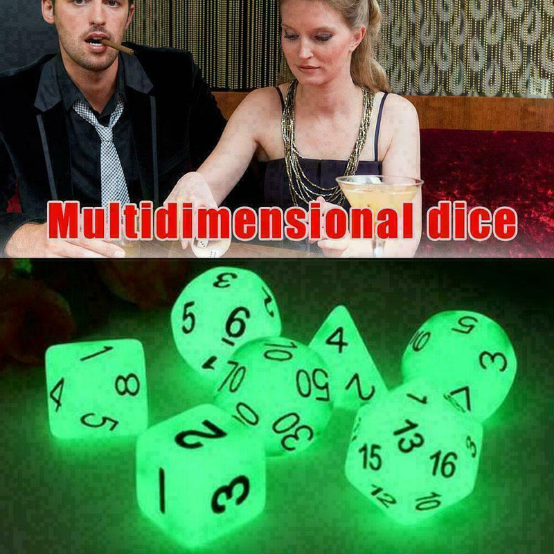7pcs Luminous Polyhedral Dice Set For Party KTV Entertainment Shows P7C1 Y9 N8T5