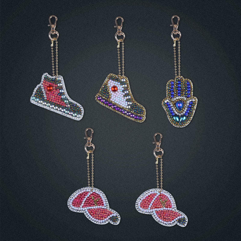5PCS DIY Point Drill Keychain Pendant Metal Shapes Handmade Backpack Welt IBF