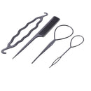 4pcs Hair Styling Tools Ponytail Braider Hair Bun Maker Plastic Loop (2) A
